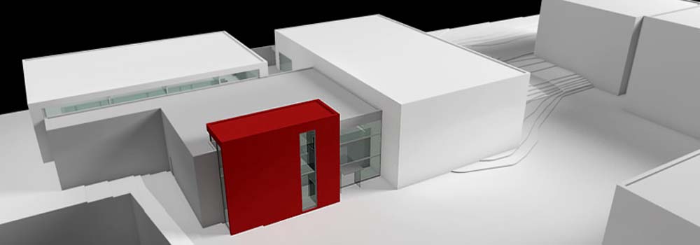 Schulhof mit Sporthalle